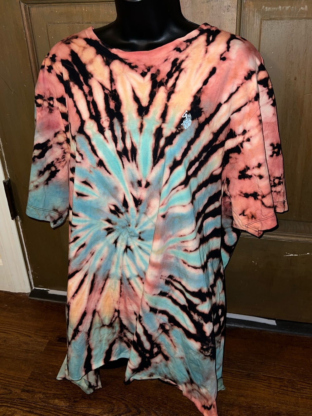 Black Rainbow Handmade Tie Dye Bold Short Sleeve Casual Shirt Size XL - Picture 2 of 6